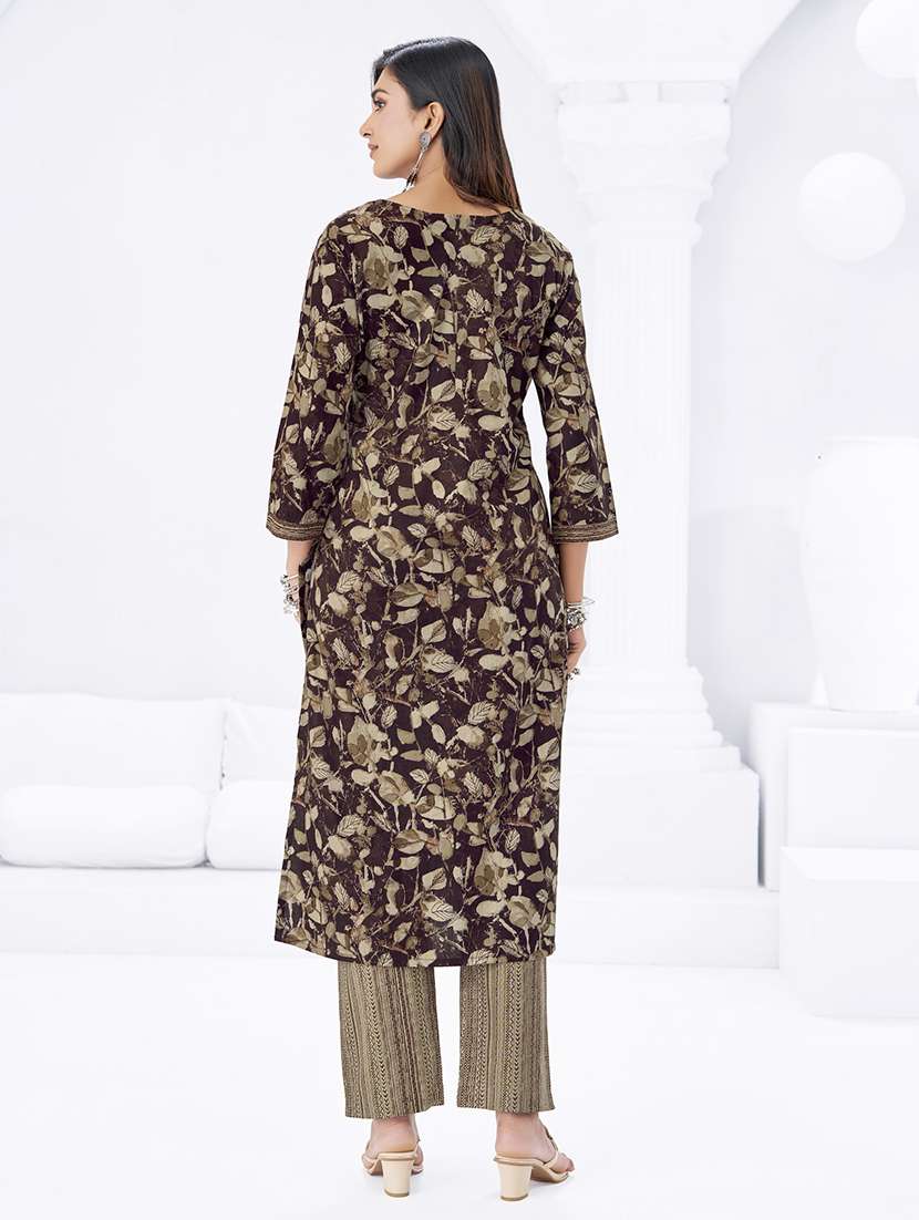 women printed three quarter sleeve kurta pant with dupatta set - 22205725 -  Standard Image - 2