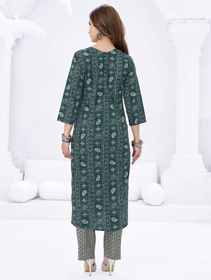 women printed three quarter sleeve kurta pant with dupatta set - 22205732 -  Standard Image - 2