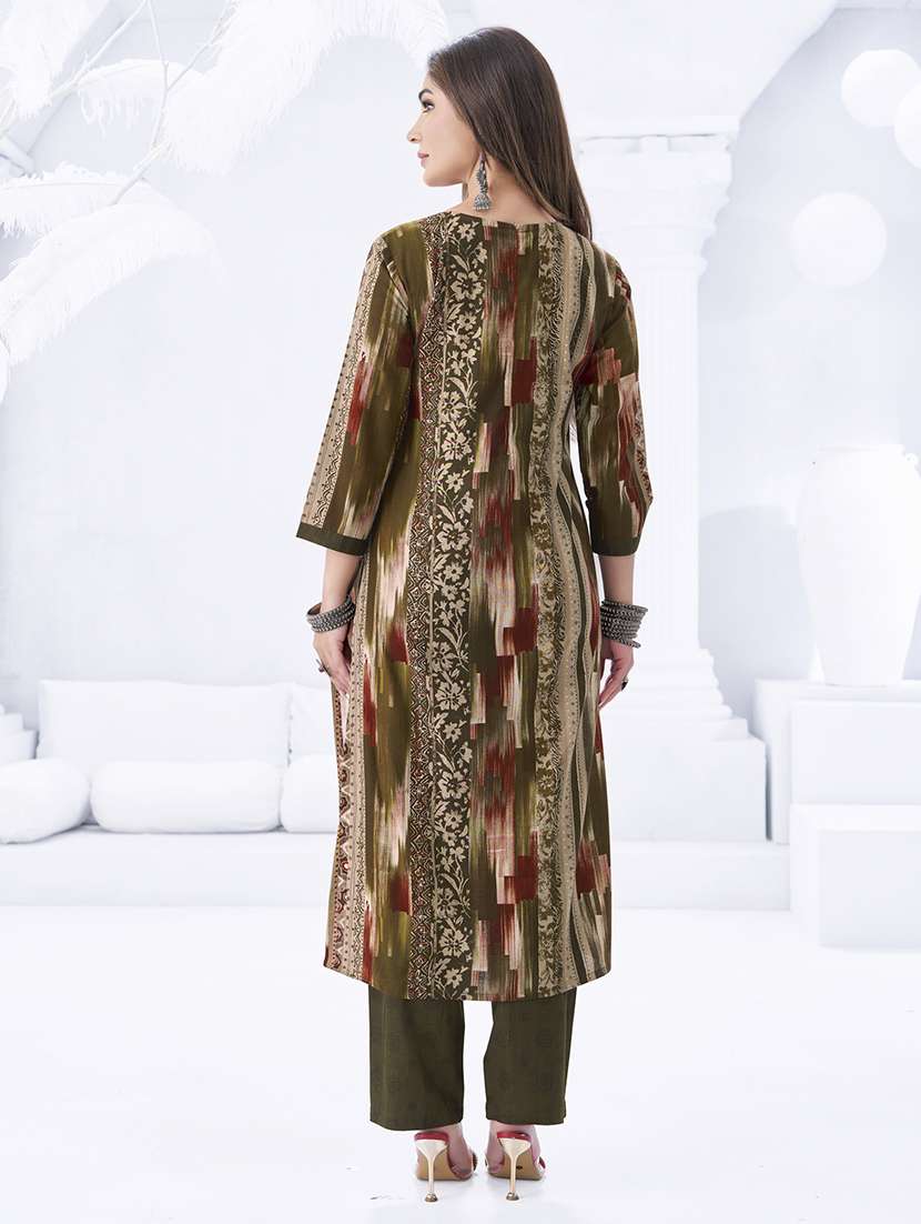 women printed three quarter sleeve kurta pant with dupatta set - 22205733 -  Standard Image - 2