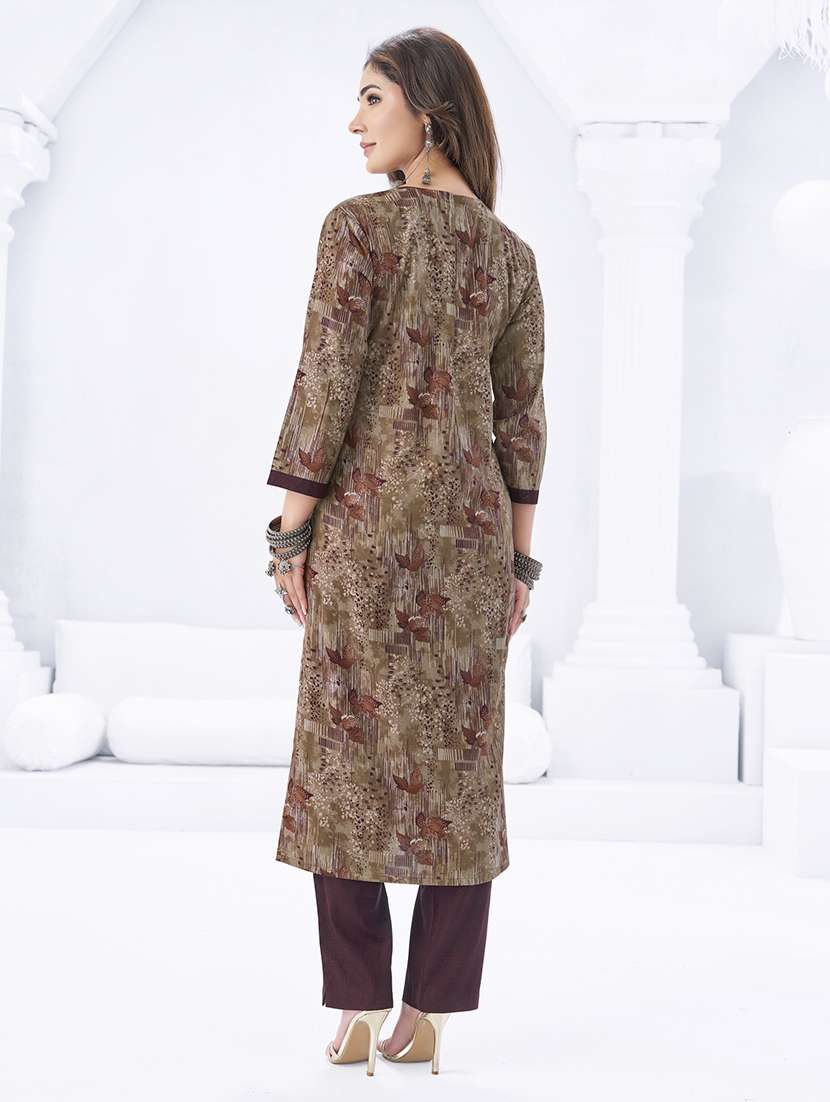 women printed three quarter sleeve kurta pant with dupatta set - 22205736 -  Standard Image - 2