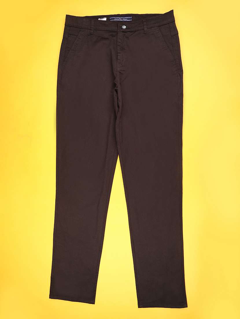 men solid mid rise slim fit chinos 