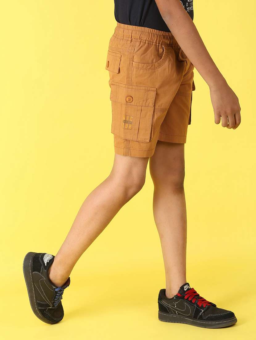 khaki cotton shorts & three fourth - 22215940 -  Standard Image - 2