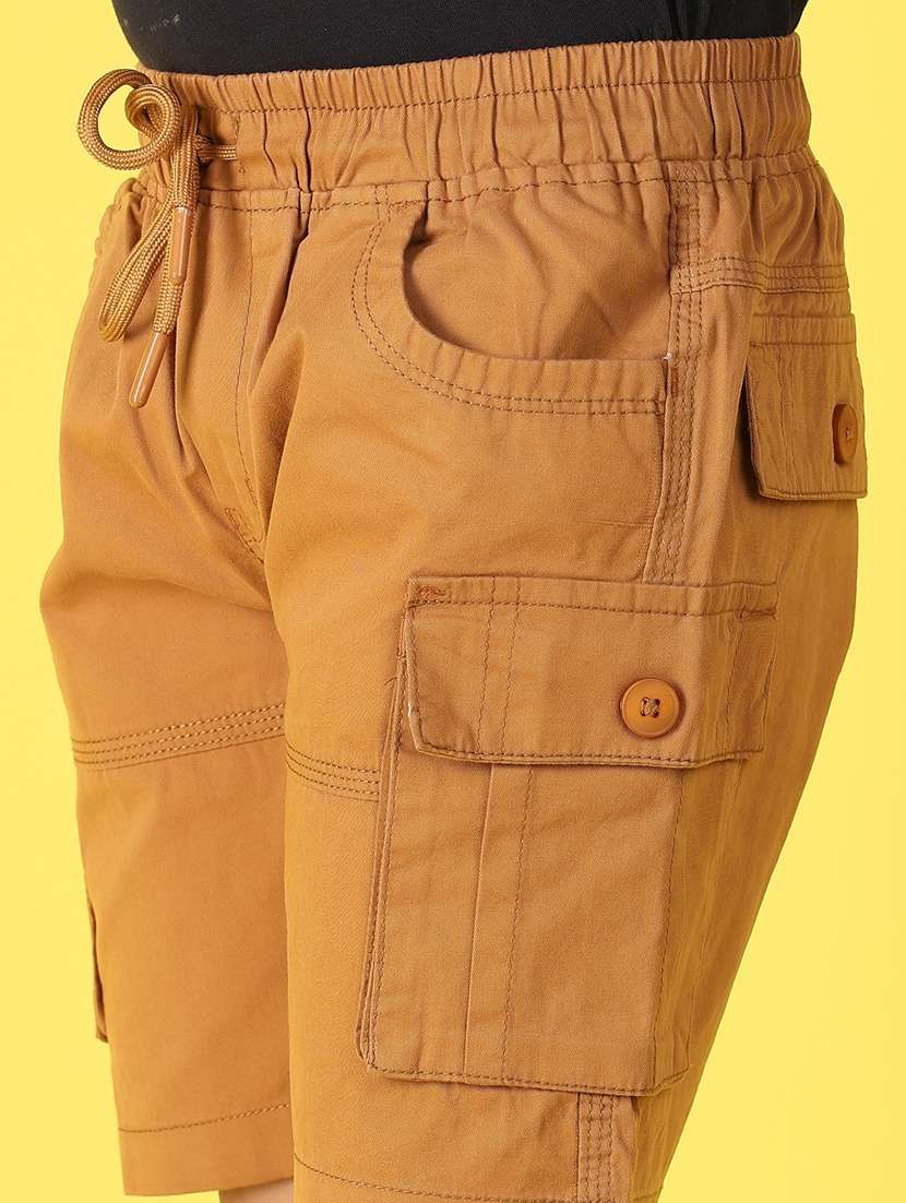 khaki cotton shorts & three fourth - 22215940 -  Standard Image - 2