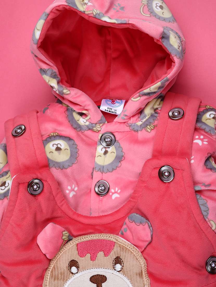 kids printed long sleeve winterwear dungaree set - 22217070 -  Standard Image - 2