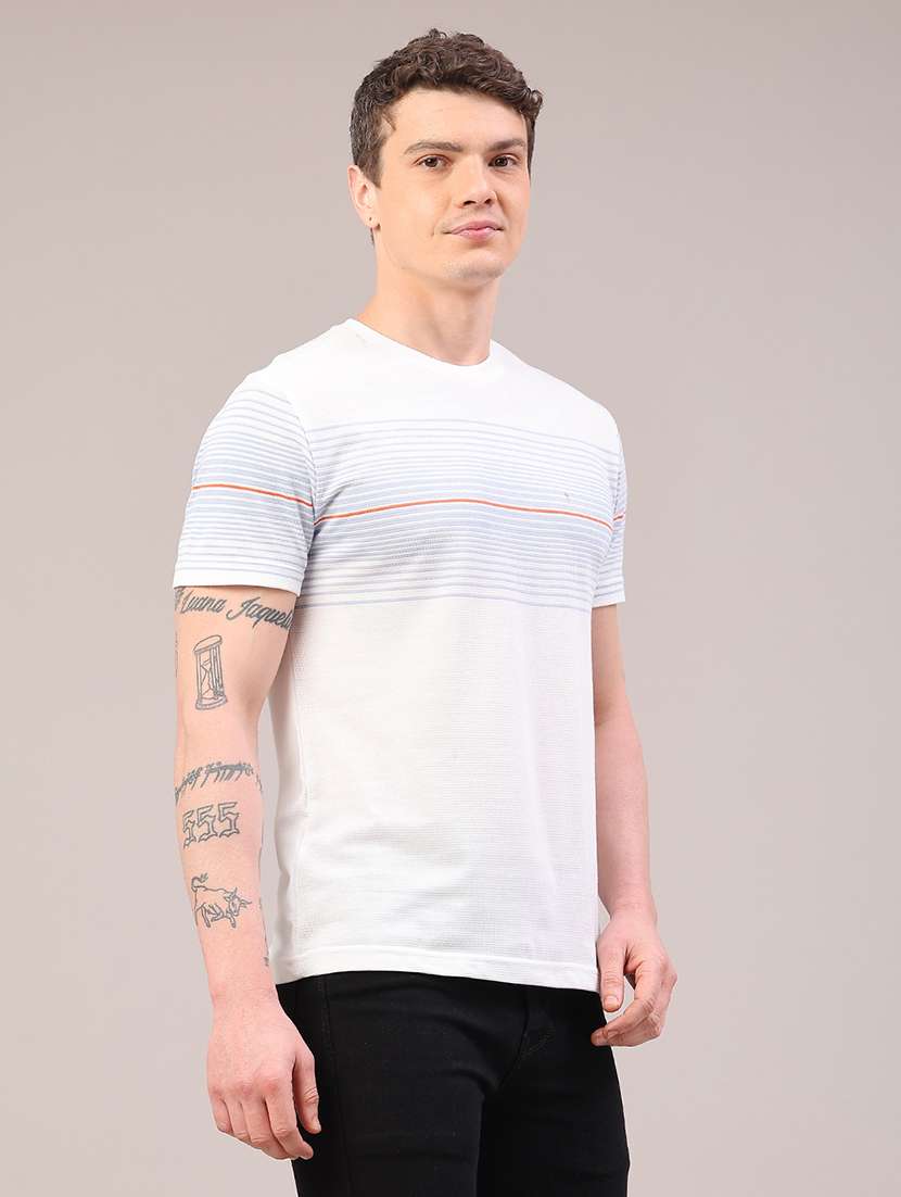 men striped short sleeve slim fit t-shirt - 22217081 -  Standard Image - 2