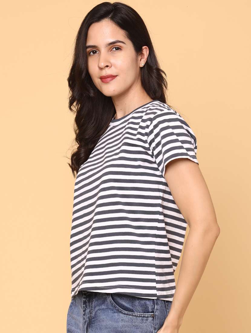 women striped short sleeve t-shirt