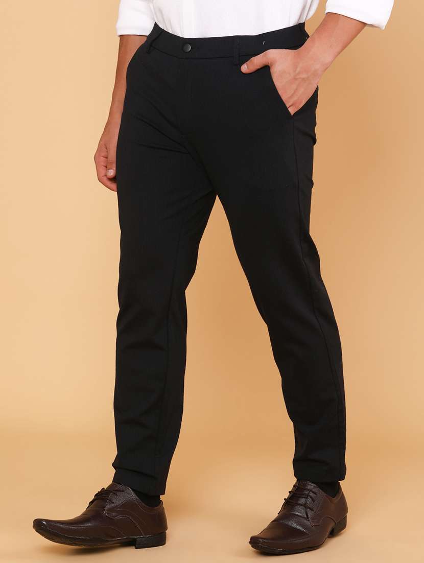 men solid mid rise flat front formal trouser - 22217113 -  Standard Image - 2