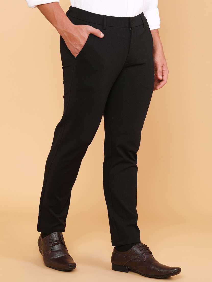 men solid mid rise flat front formal trouser - 22217114 -  Standard Image - 2