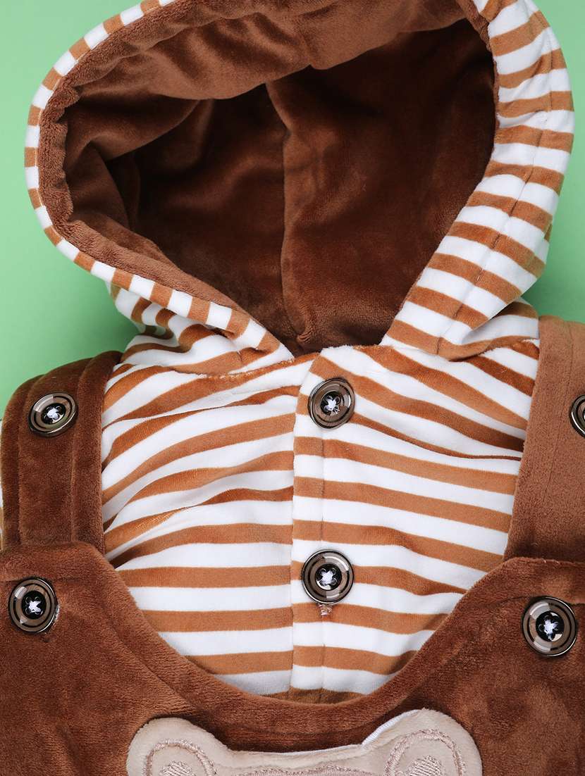 kids striped long sleeve winterwear dungaree set - 22217175 -  Standard Image - 2