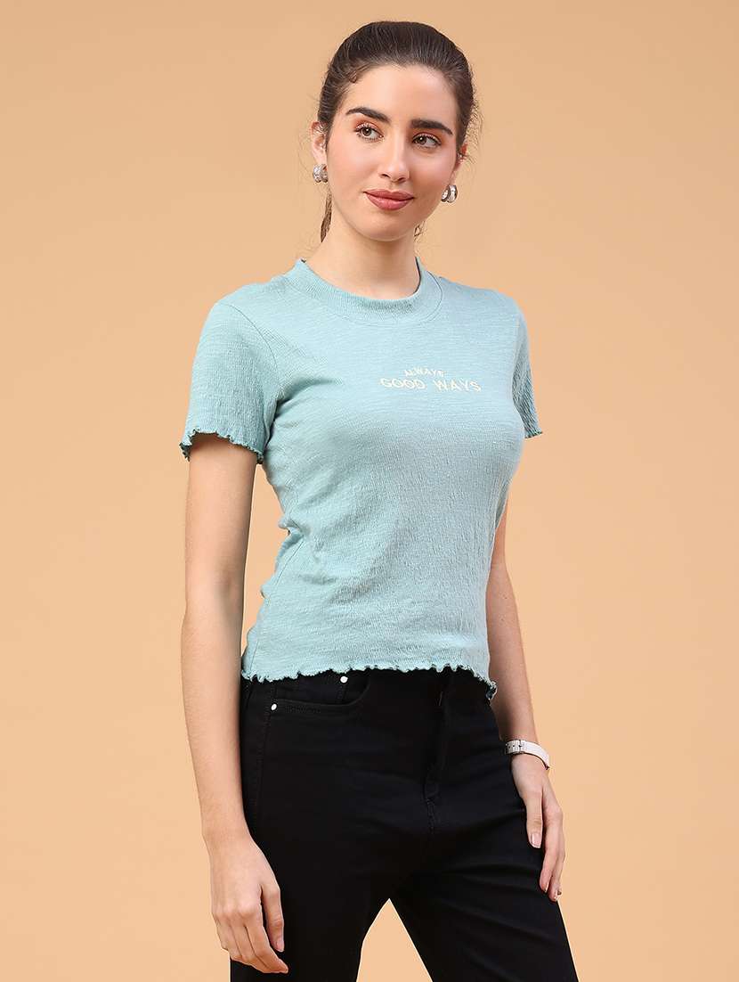 women solid short sleeve t-shirt - 22217203 -  Standard Image - 2
