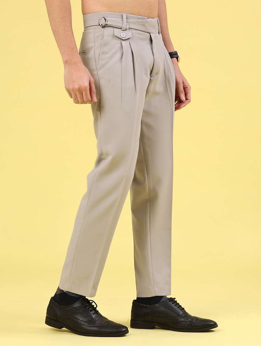 grey cotton flat front trousers formal - 22217240 -  Standard Image - 2