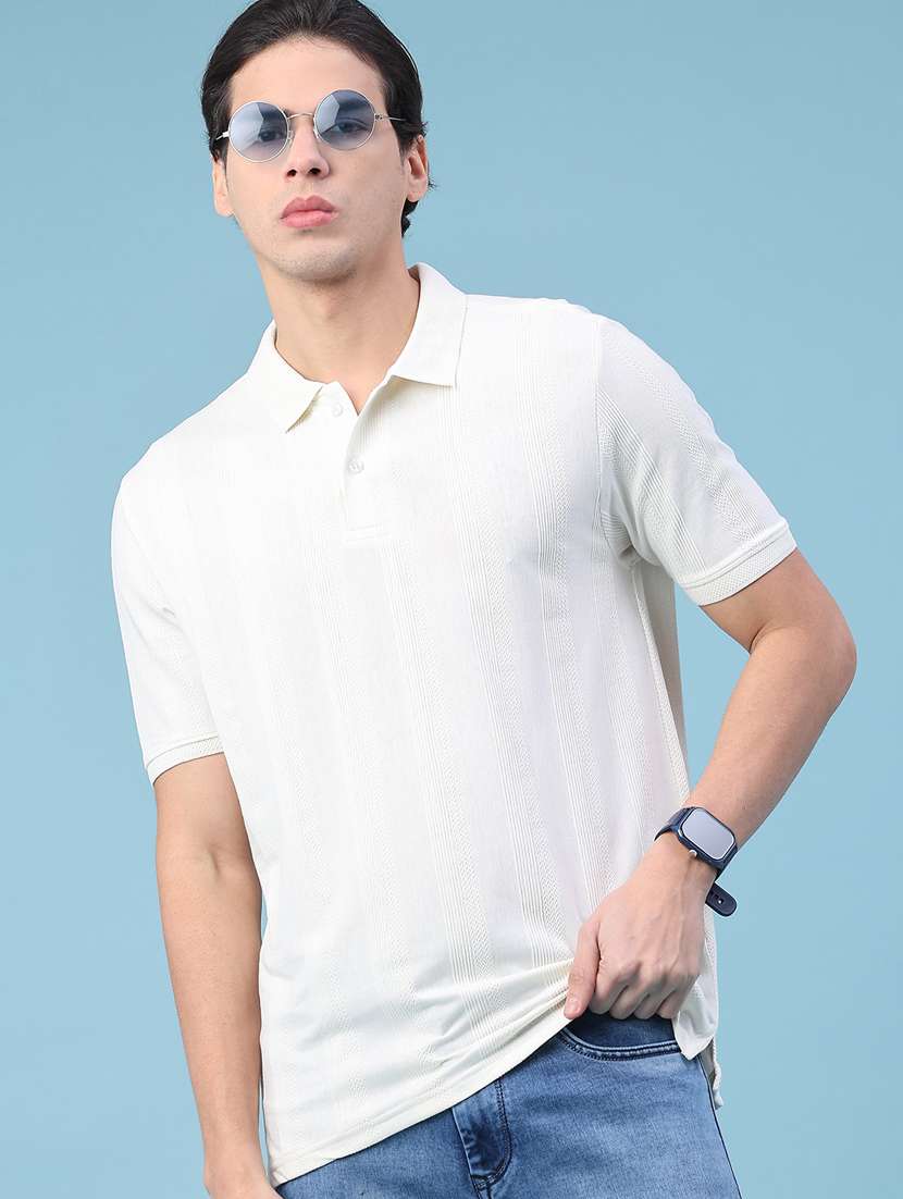 men self design short sleeve regular fit polo t-shirt