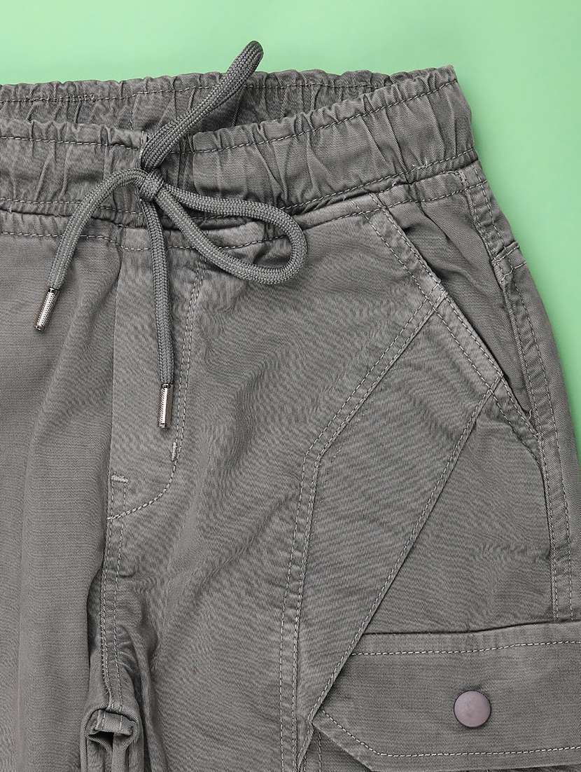 boys solid mid rise cargo jogger - 22217338 -  Standard Image - 2