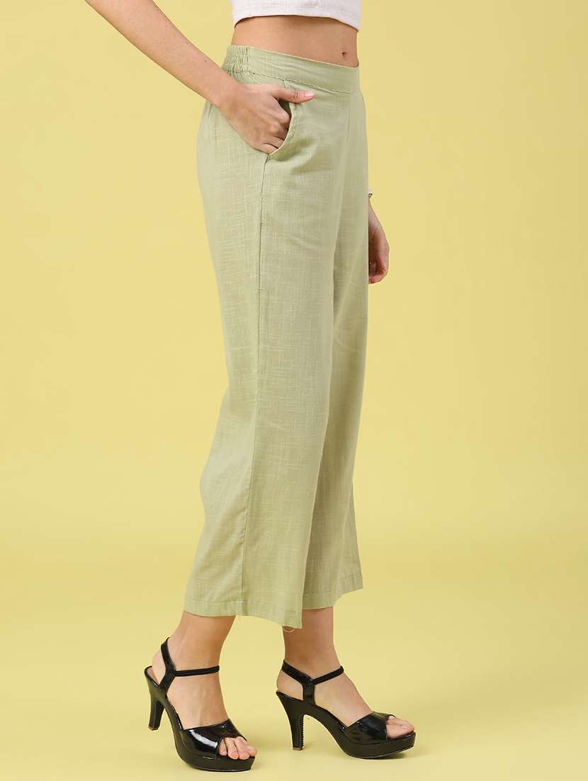women solid mid rise calf length straight pant - 22217488 -  Standard Image - 2