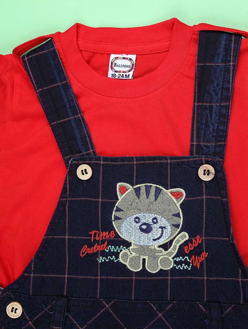 boys self design short sleeve dungaree - 22217505 -  Standard Image - 2
