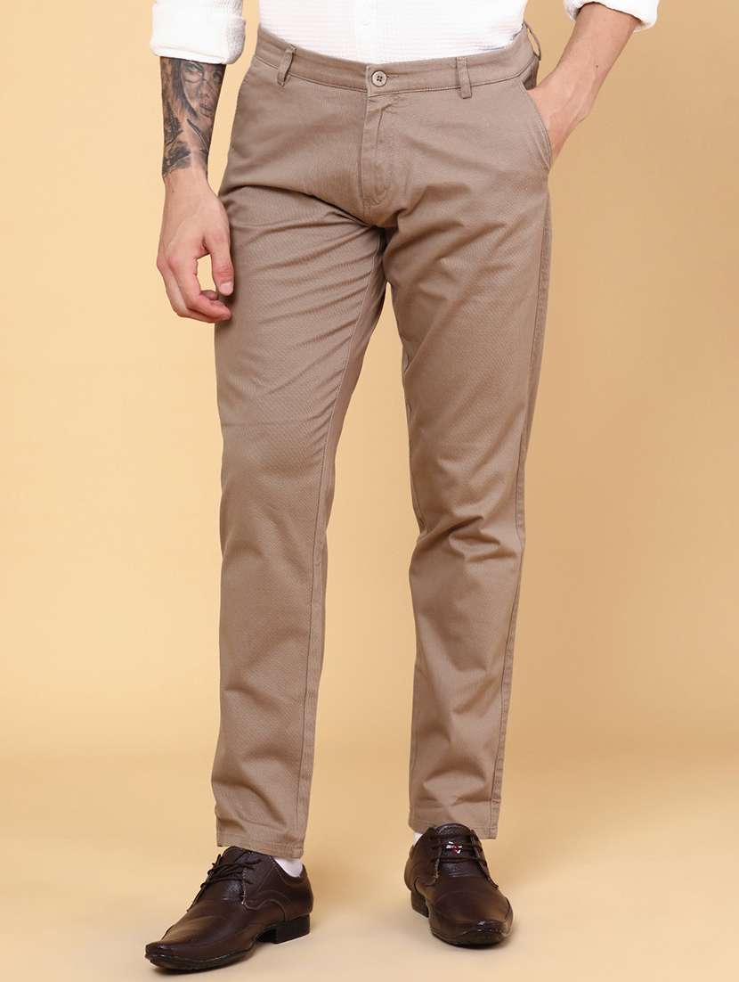 men brown cotton chinos casual trouser