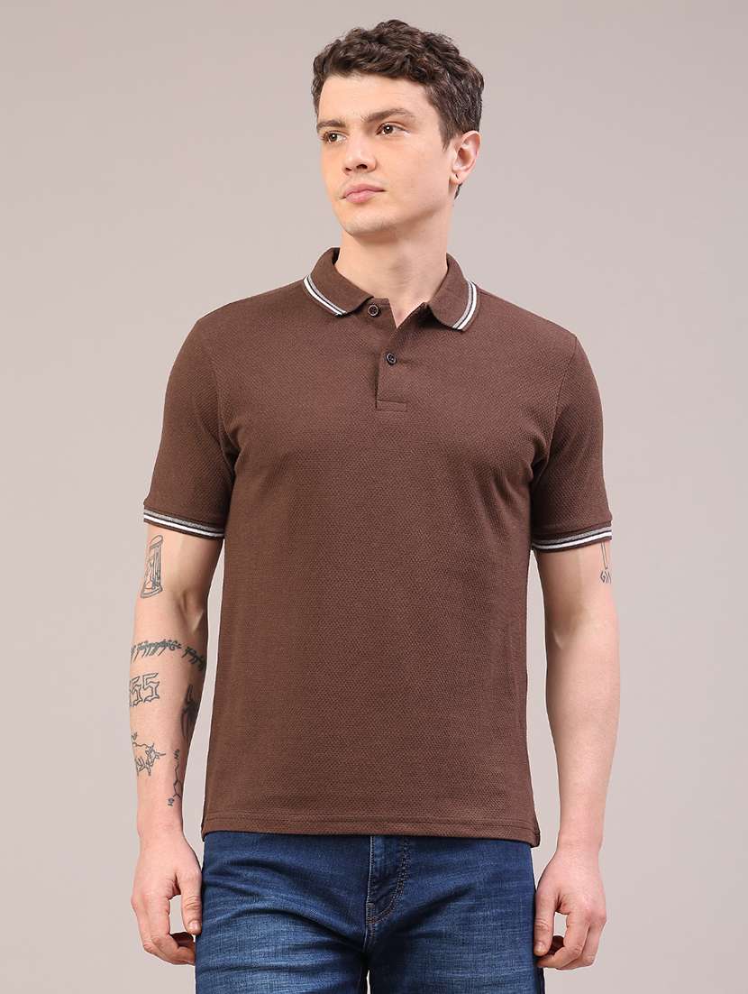 men self design short sleeve slim fit polo t-shirt - 22217576 -  Standard Image - 2