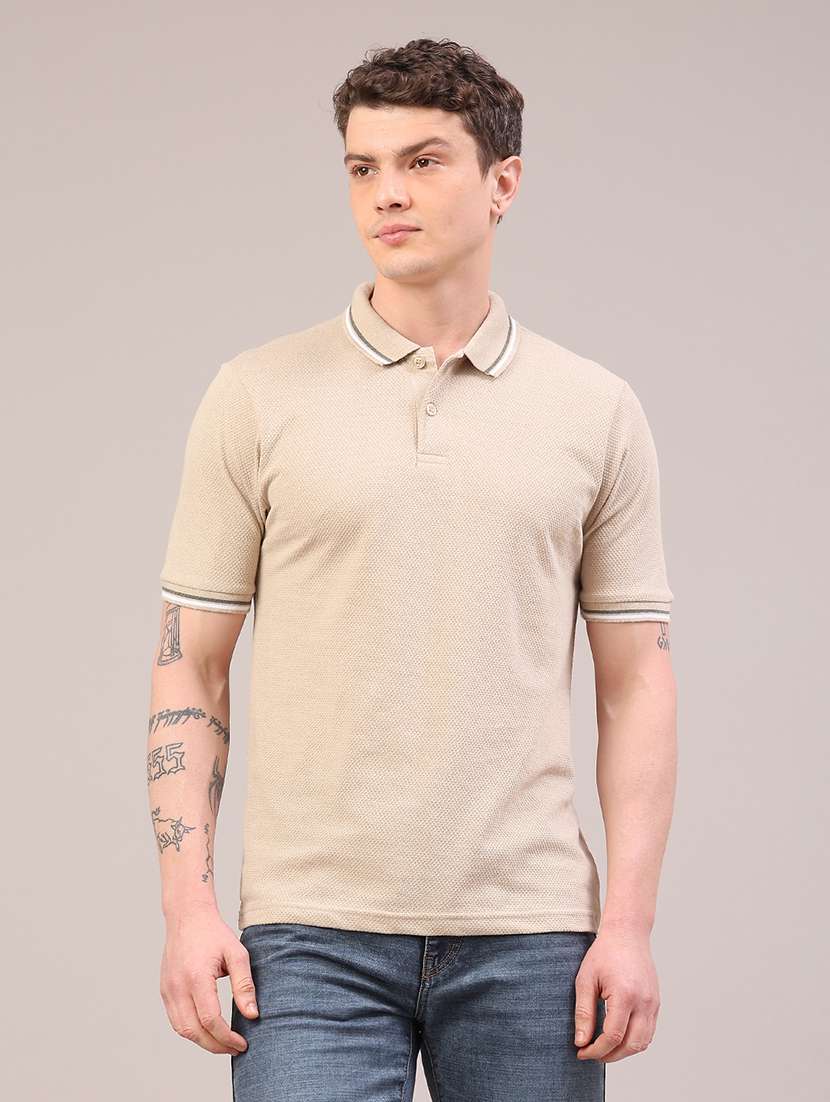 men self design short sleeve slim fit polo t-shirt - 22217577 -  Standard Image - 2