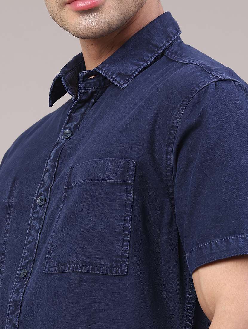 men solid short sleeve regular fit casual shirt - 22217628 -  Standard Image - 2