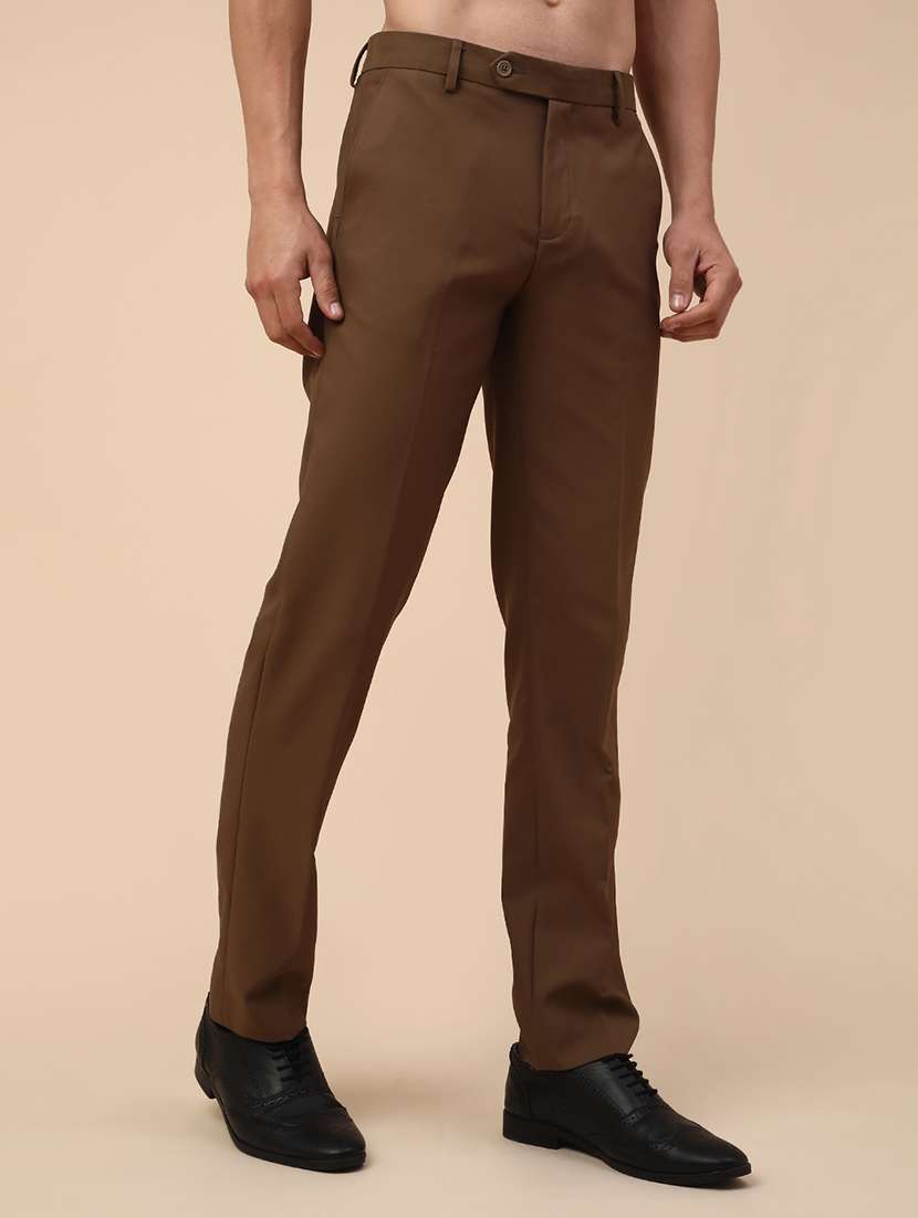 men solid mid rise slim fit formal trouser - 22217652 -  Standard Image - 2