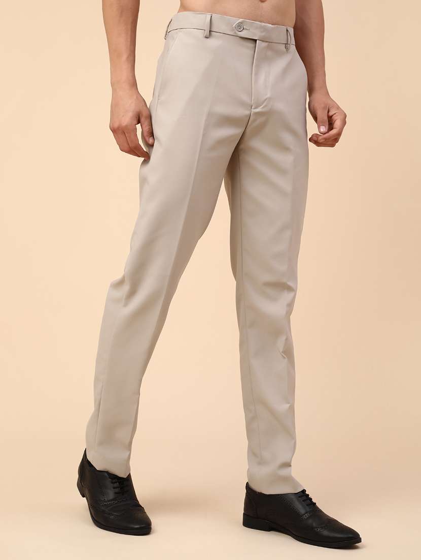 men solid mid rise slim fit formal trouser - 22217653 -  Standard Image - 2