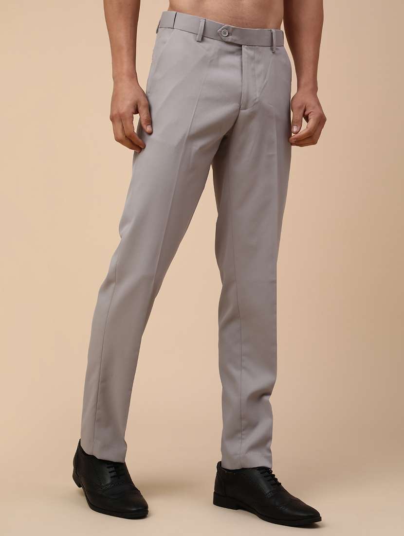 men solid mid rise slim fit formal trouser - 22217655 -  Standard Image - 2