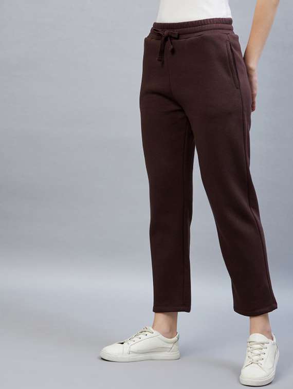 women solid mid rise track pant - 22217673 -  Standard Image - 2