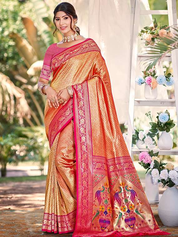 women self design kanjivaram saree with blouse