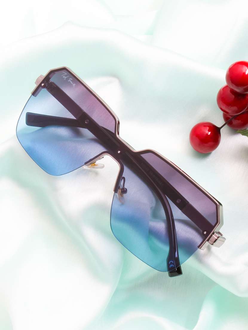 ted smith unisex square sunglasses i 100% uv protection  i  grey blue colour lens