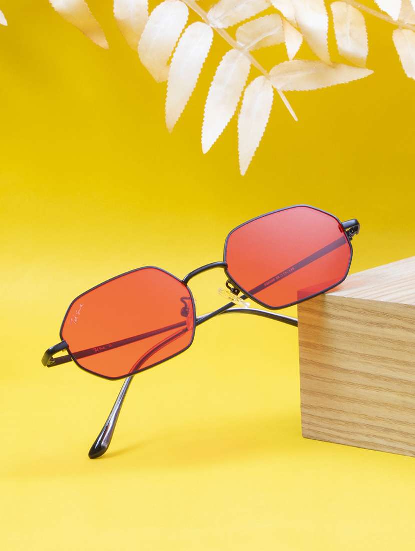 ted smith unisex hexogan sunglasses i 100% uv protection  i  red colour lens