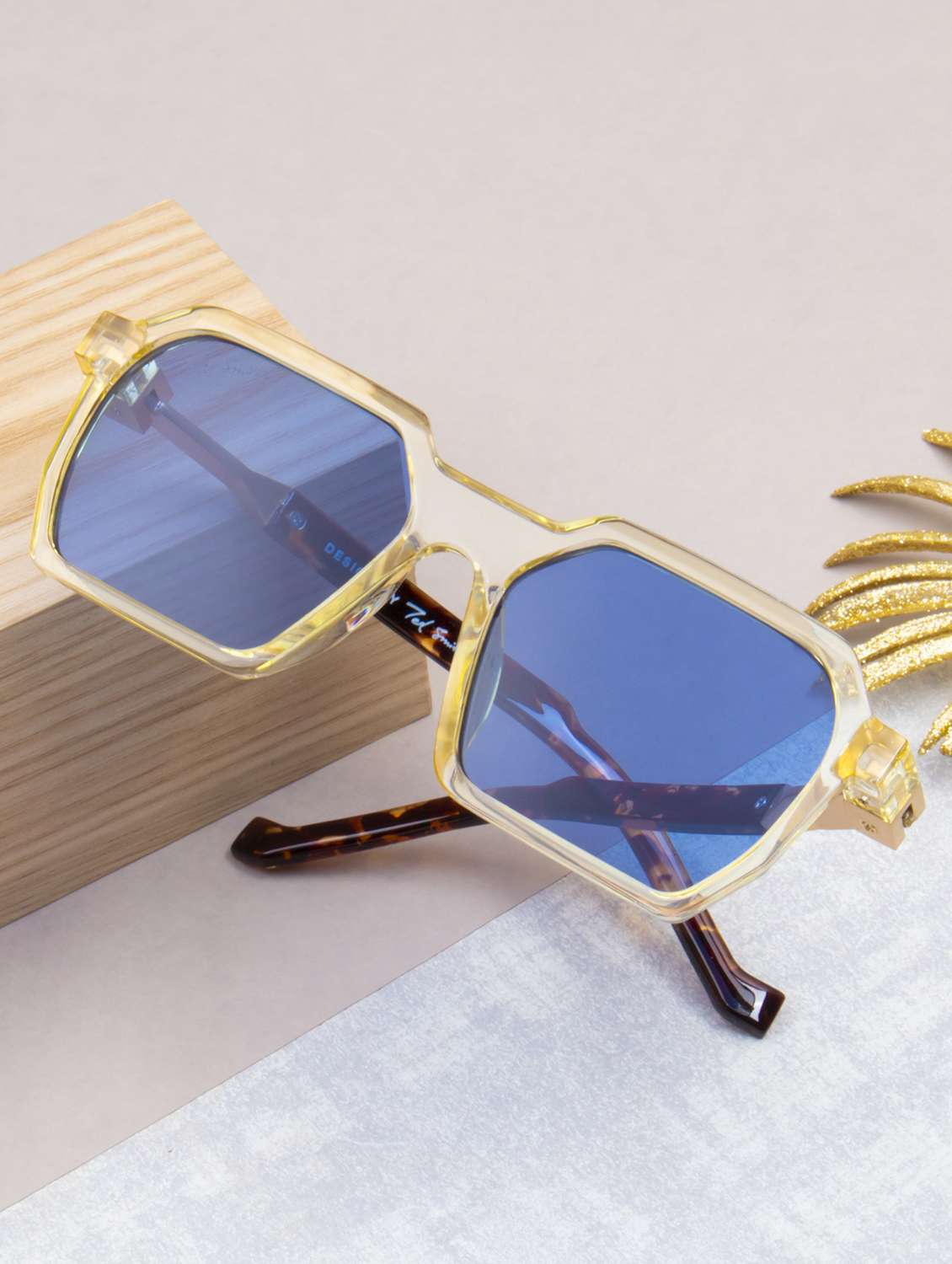 ted smith unisex square sunglasses i 100% uv protection  i  blue colour lens