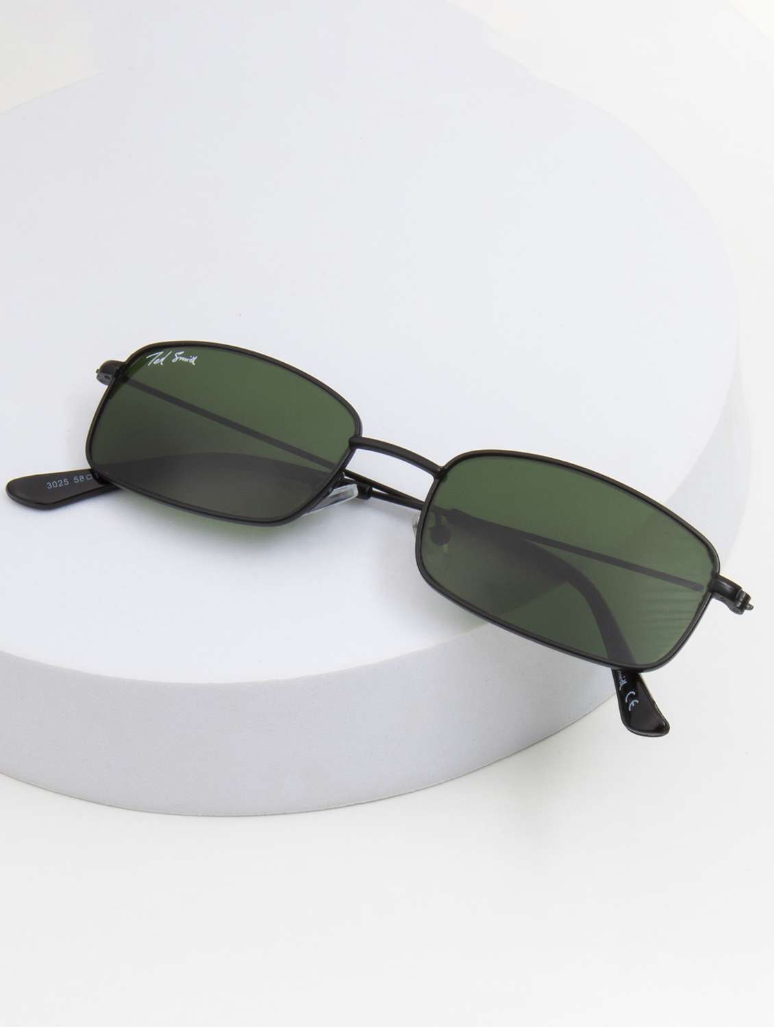 ted smith unisex rectangle sunglasses i 100% uv protection  i  green colour lens