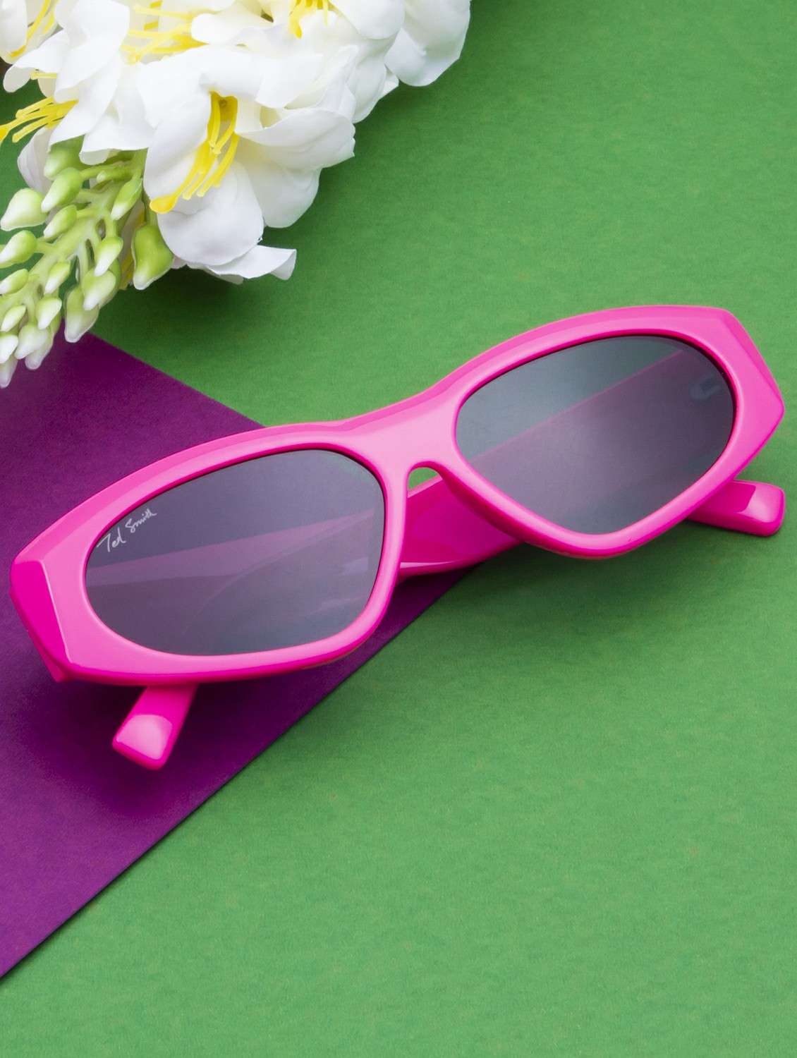 ted smith unisex cat-eye sunglasses i 100% uv protection  i  grey colour lens