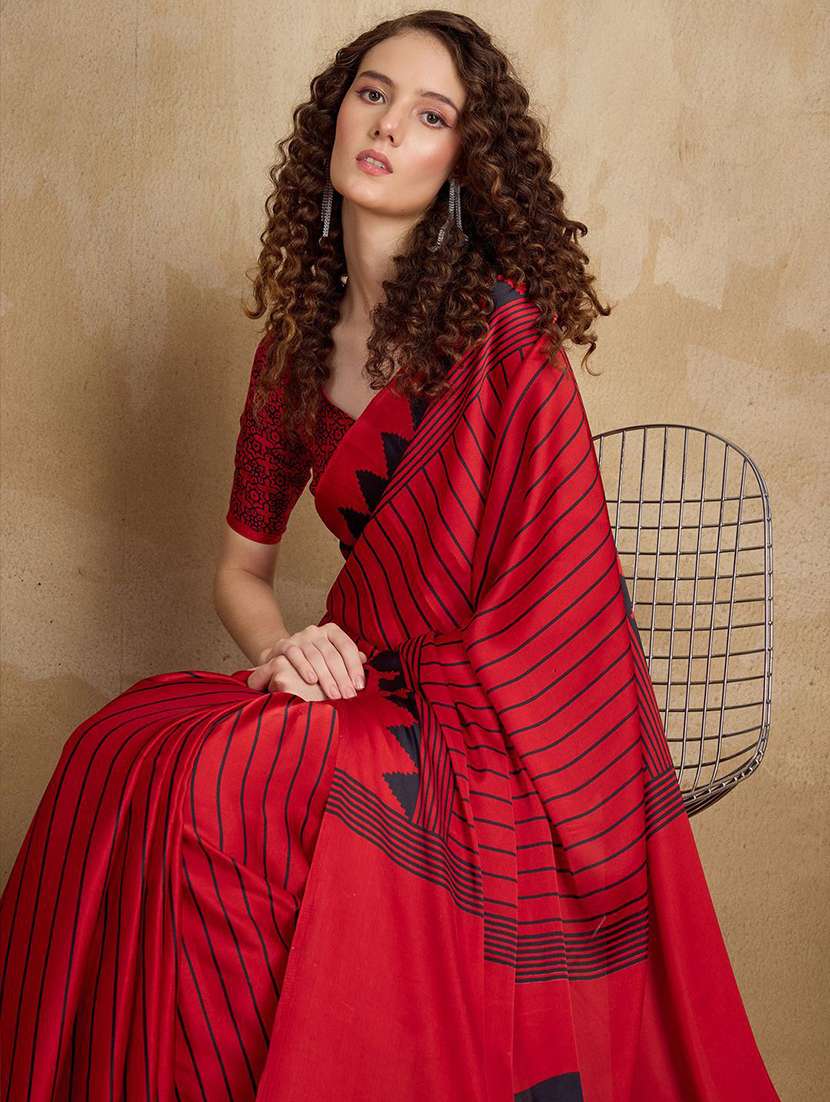 women printed casual wear saree with blouse - 22217941 -  Standard Image - 2