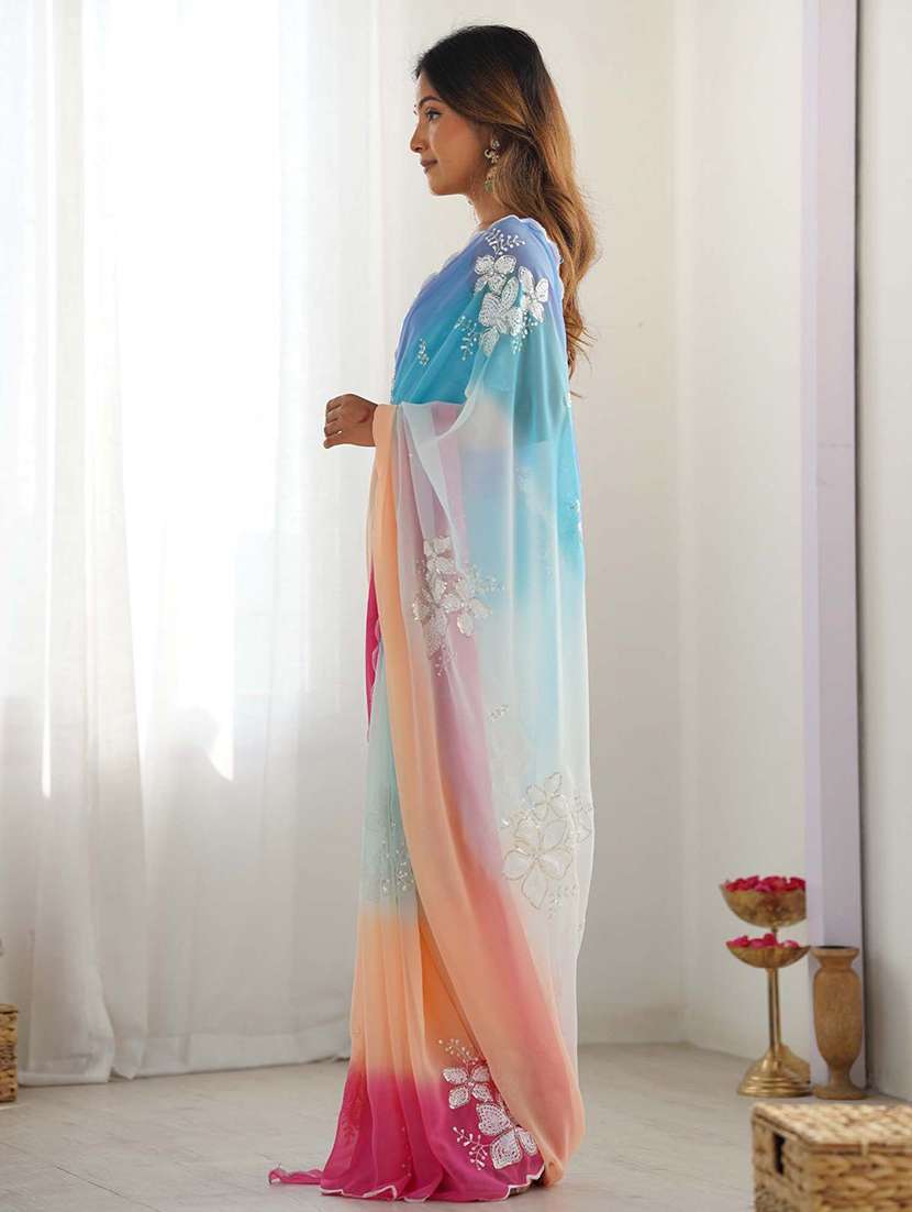 women ombre embellished saree with blouse - 22218005 -  Standard Image - 2