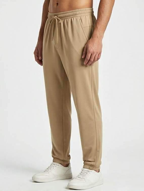 men solid mid rise full length track pant - 22218070 -  Standard Image - 2