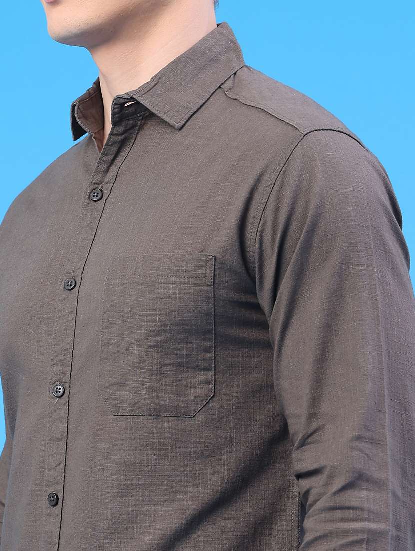 men solid long sleeve slim fit casual shirt - 22218117 -  Standard Image - 2