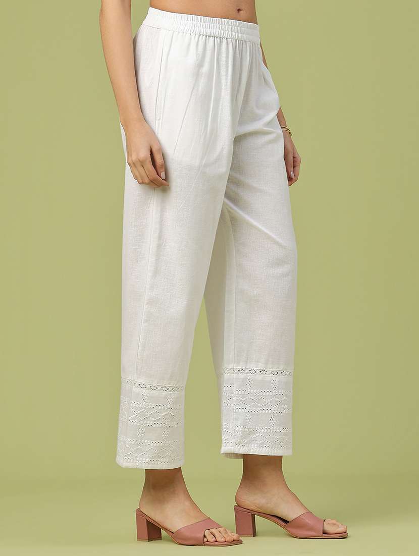 women solid with work mid rise straight palazzo - 22218136 -  Standard Image - 2