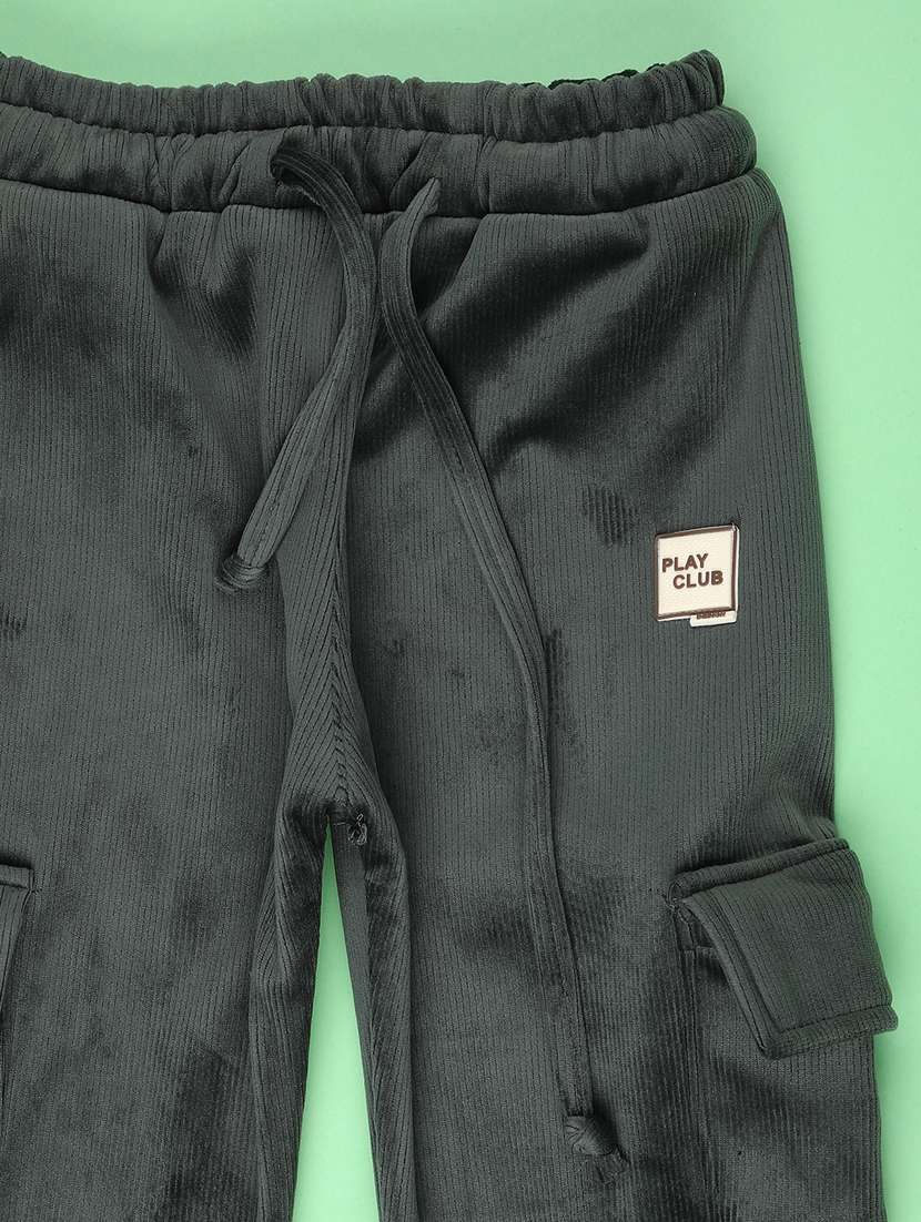 girls solid mid rise winterwear cargo - 22218149 -  Standard Image - 2