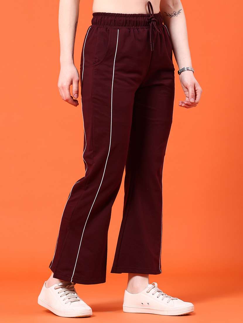 women solid mid rise track pant - 22218176 -  Standard Image - 2