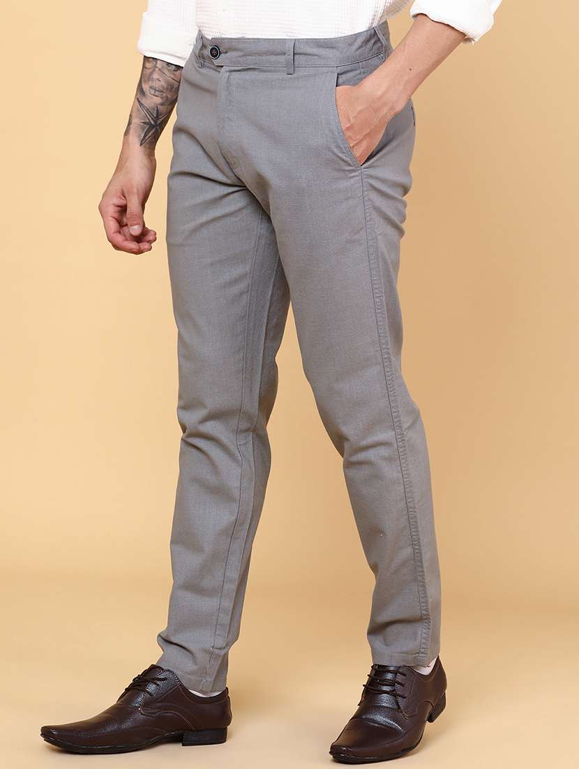 men grey cotton chinos casual trouser - 22218243 -  Standard Image - 2