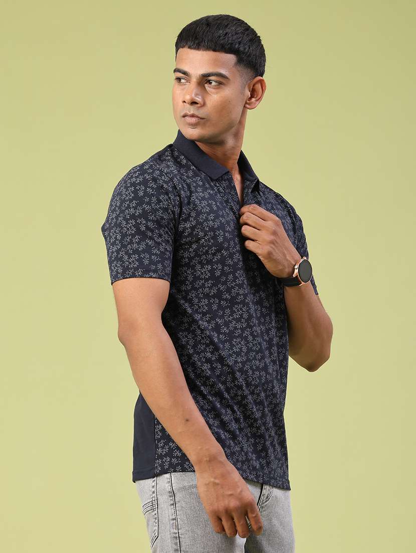 men printed short sleeve slim fit polo t-shirt - 22218252 -  Standard Image - 2