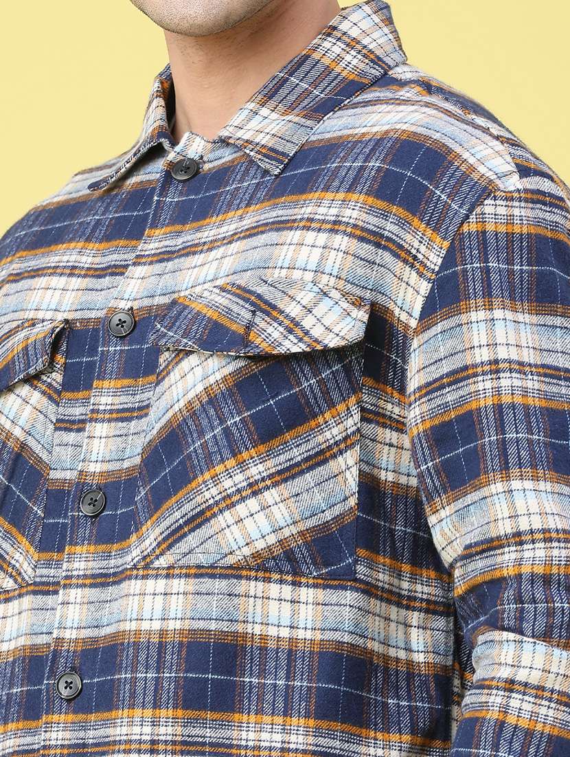 Men Checkered Long Sleeve Regular Fit Shacket - 22218270 -  Standard Image - 2