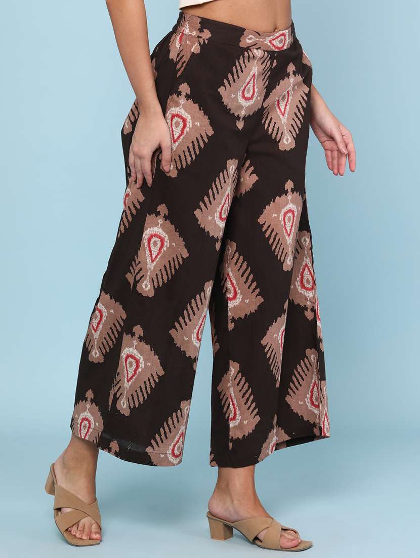 women printed mid rise flared palazzo - 22218272 -  Standard Image - 2