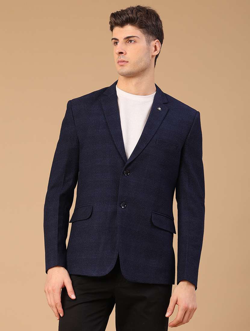 men self design lapel collar single breasted casual blazer - 22218274 -  Standard Image - 2