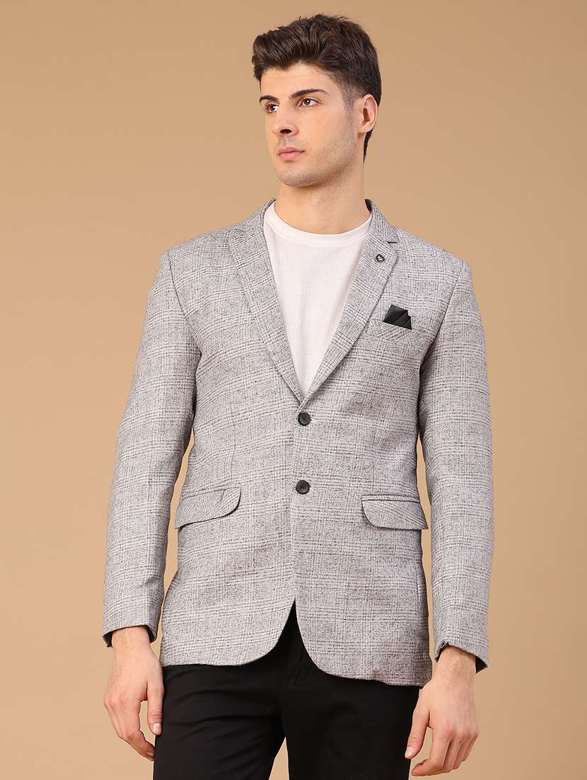 men self design lapel collar single breasted casual blazer - 22218275 -  Standard Image - 2