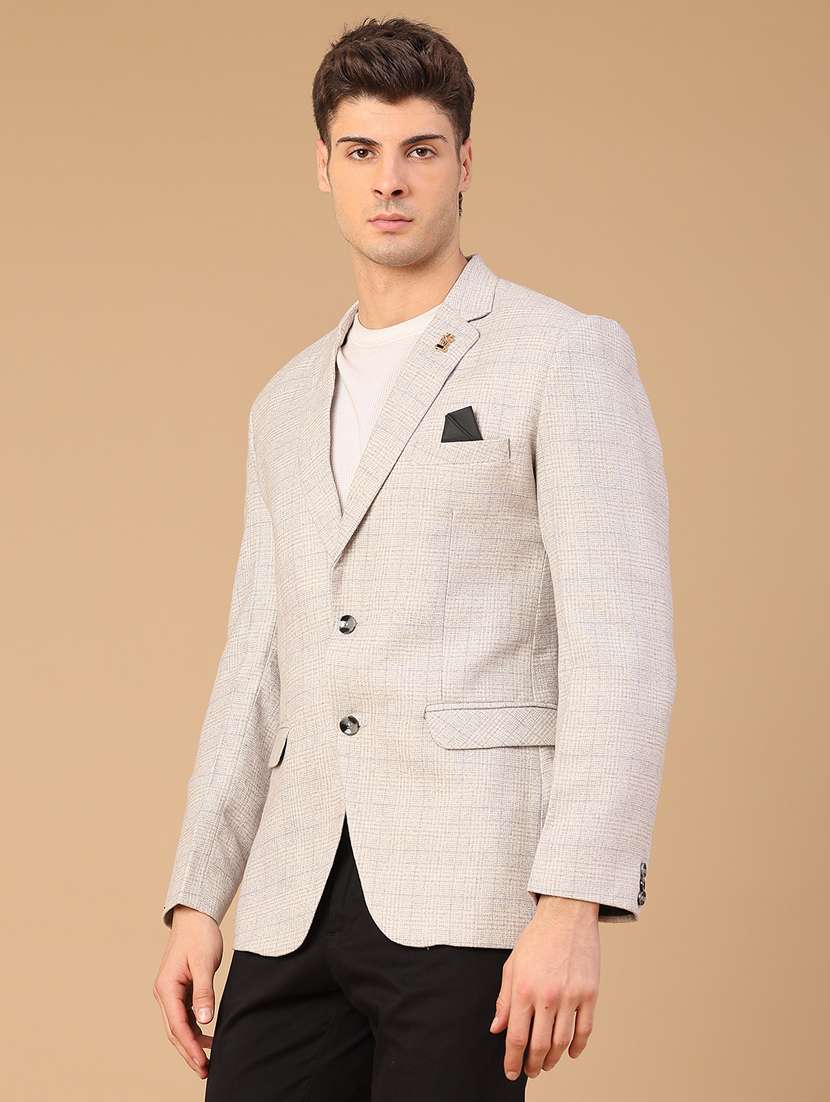 men self design lapel collar single breasted casual blazer - 22218276 -  Standard Image - 2