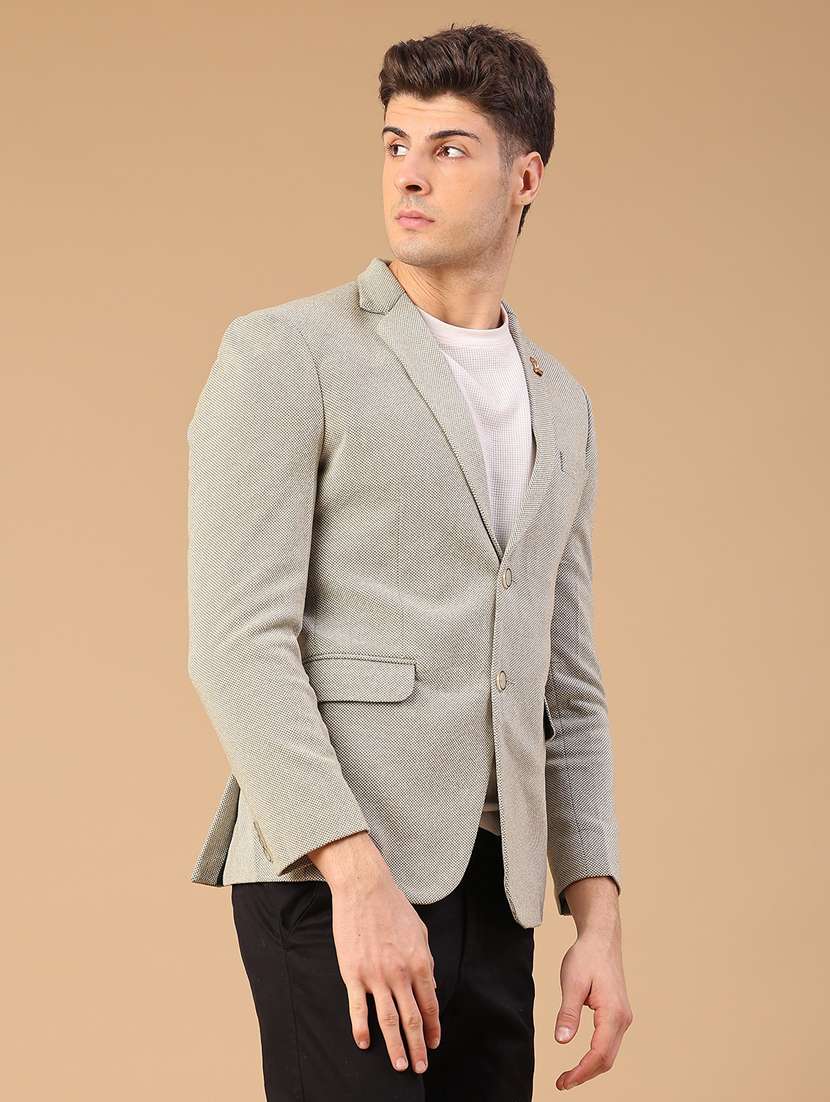 men self design lapel collar single breasted casual blazer - 22218278 -  Standard Image - 2