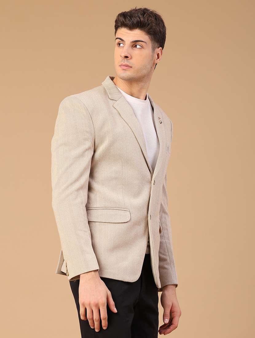 men self design lapel collar single breasted casual blazer - 22218279 -  Standard Image - 2