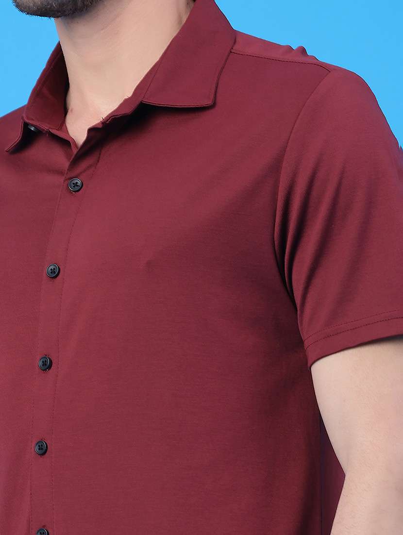 men solid short sleeve slim fit casual shirt - 22218281 -  Standard Image - 2